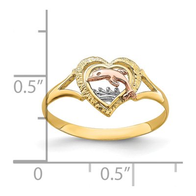 14K Two-Tone Gold Dolphin Heart Ring – view 5