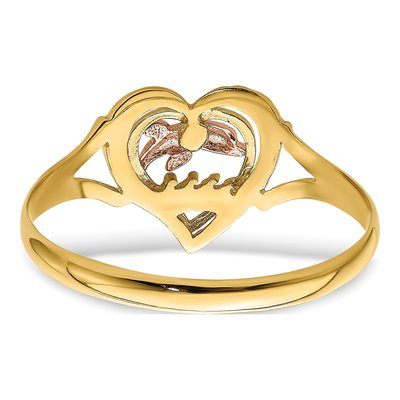 14K Two-Tone Gold Dolphin Heart Ring – view 7