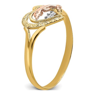 14K Two-Tone Gold Dolphin Heart Ring – view 8