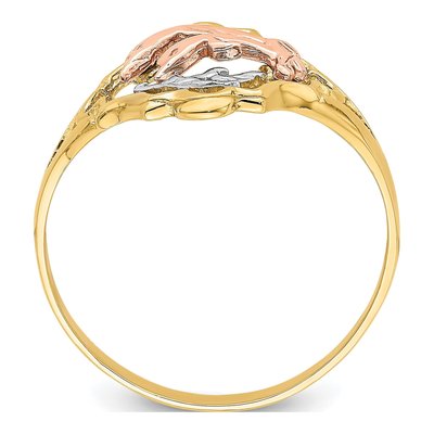 14K Two-Tone Gold Double Dolphin Ring – view 3
