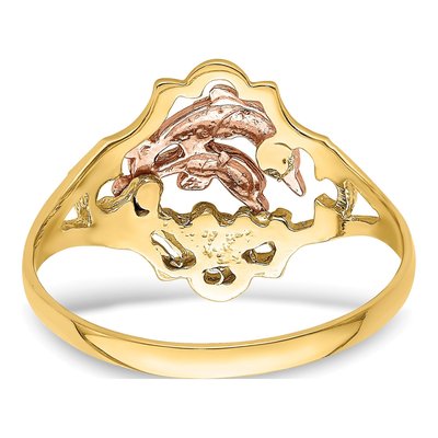 14K Two-Tone Gold Double Dolphin Ring – view 7
