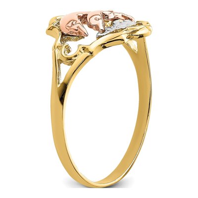 14K Two-Tone Gold Double Dolphin Ring – view 8
