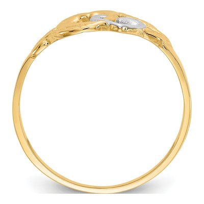 14K Yellow Gold Two Hearts Leaves Ring – view 3