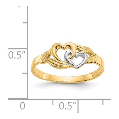 14K Yellow Gold Two Hearts Leaves Ring – view 4