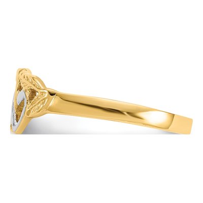 14K Yellow Gold Two Hearts Leaves Ring – view 5