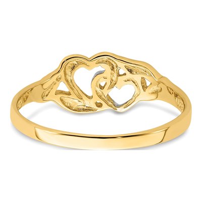 14K Yellow Gold Two Hearts Leaves Ring – view 7