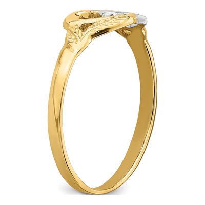 14K Yellow Gold Two Hearts Leaves Ring – view 8