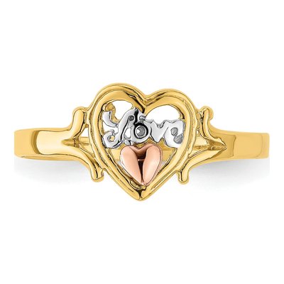 14K Two-Tone Gold LOVE Heart Ring – view 6