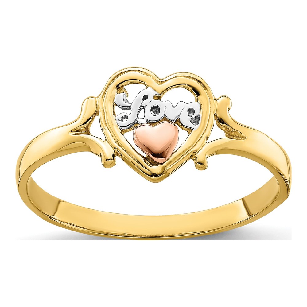 14K Two-Tone Gold LOVE Heart Ring