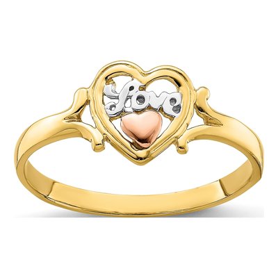14K Two-Tone Gold LOVE Heart Ring