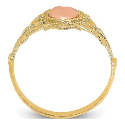 14K Two-Tone Gold Heart Filigree Ring – view 3
