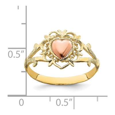 14K Two-Tone Gold Heart Filigree Ring – view 5