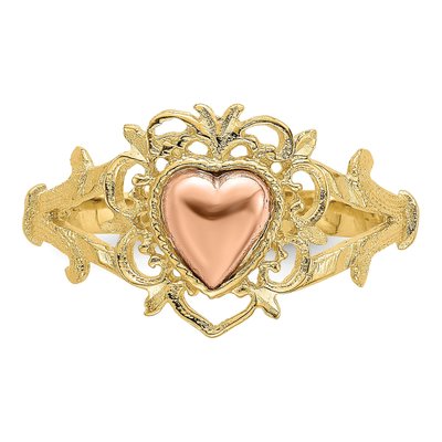 14K Two-Tone Gold Heart Filigree Ring – view 6