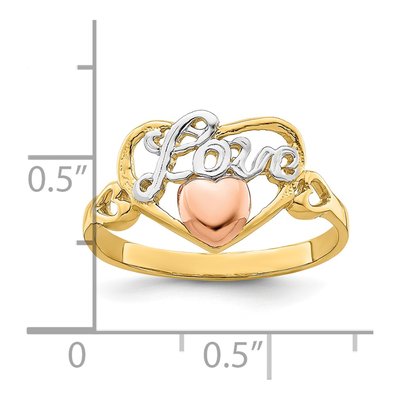 14K Two-Tone Gold LOVE Heart Ring – view 5