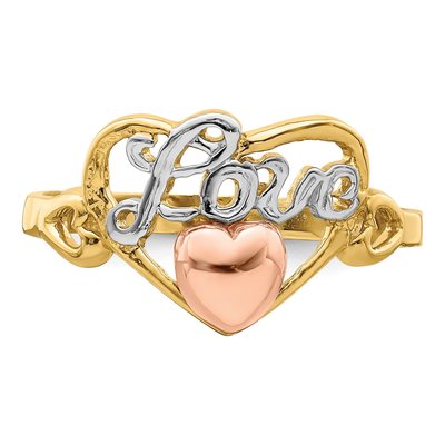 14K Two-Tone Gold LOVE Heart Ring – view 6