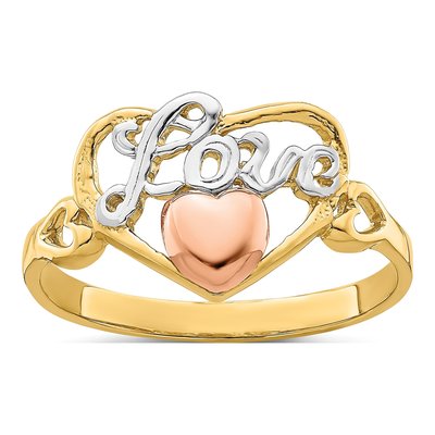 14K Two-Tone Gold LOVE Heart Ring