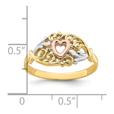 14K Two-Tone Gold Heart Ring – view 5