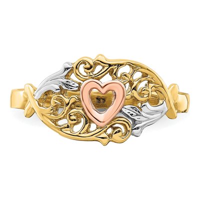 14K Two-Tone Gold Heart Ring – view 6