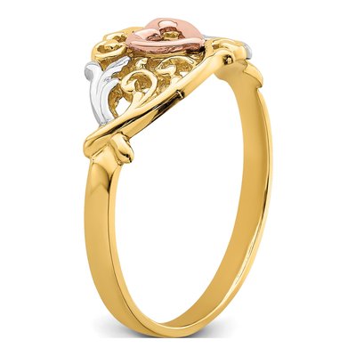 14K Two-Tone Gold Heart Ring – view 8