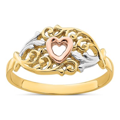 14K Two-Tone Gold Heart Ring