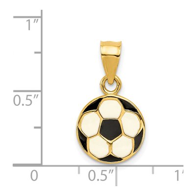 14K Yellow Gold Black Enamel Soccer Ball Pendant – view 5