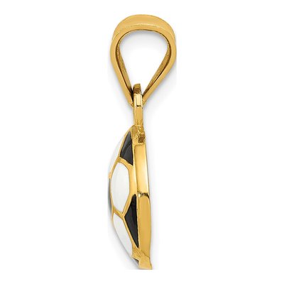 14K Yellow Gold Black Soccer Ball Pendant – view 3