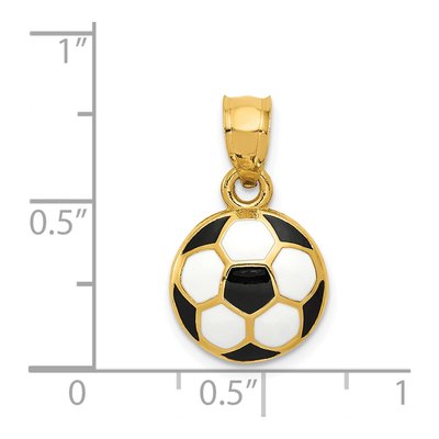 14K Yellow Gold Black Soccer Ball Pendant – view 4