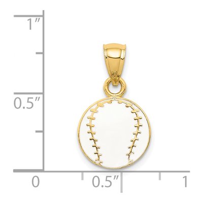 14K Yellow Gold Enameled Baseball Pendant – view 4