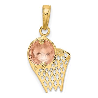 14K Two-Tone Gold Basketball Hoop Pendant – view 4