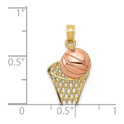 14K Two-Tone Gold Basketball Hoop Pendant – view 5