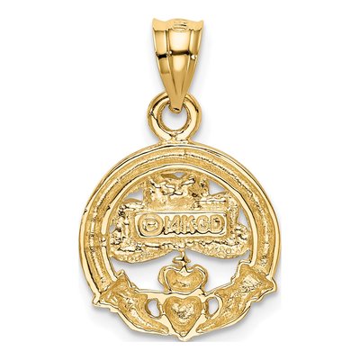 14K Yellow Gold Enameled Claddagh Charm – view 4