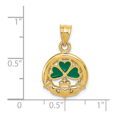 14K Yellow Gold Enameled Claddagh Charm – view 5