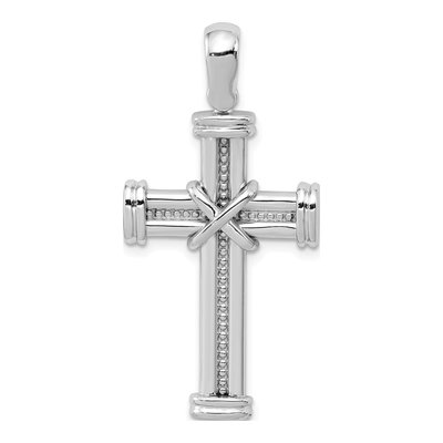 14K White Gold Latin Cross Pendant