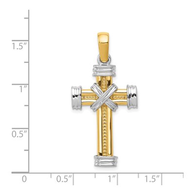 14K Two-Tone Gold Latin Cross Pendant – view 4