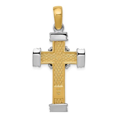 14K Two-Tone Gold Latin Cross Pendant – view 5
