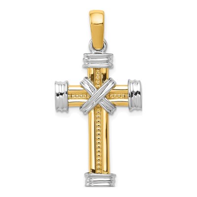 14K Two-Tone Gold Latin Cross Pendant
