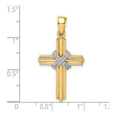 14K Yellow Gold Rhodium-Accent Passion Cross Pendant – view 4