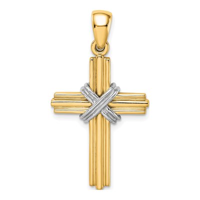 14K Yellow Gold Rhodium-Accent Passion Cross Pendant