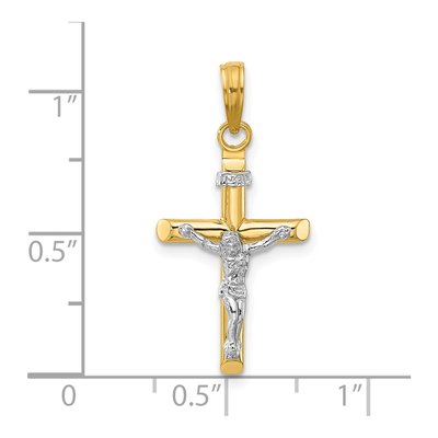 14K Two-Tone Gold INRI Crucifix Pendant – view 4