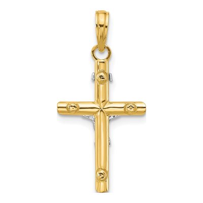 14K Two-Tone Gold INRI Crucifix Pendant – view 5