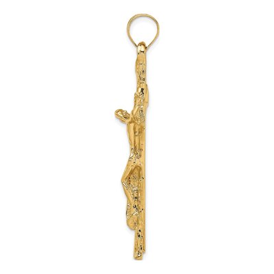14K Yellow Gold Rugged Tree Crucifix Pendant – view 3