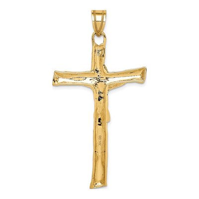 14K Yellow Gold Rugged Tree Crucifix Pendant – view 4