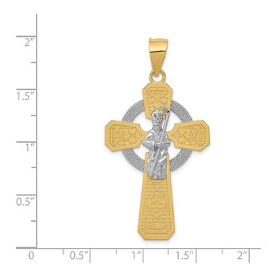 14K Two-Tone Gold St Patrick Celtic Cross Pendant – view 3