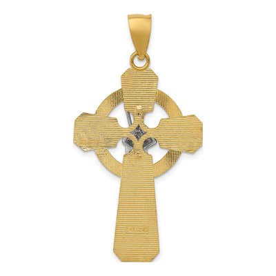 14K Two-Tone Gold St Patrick Celtic Cross Pendant – view 4