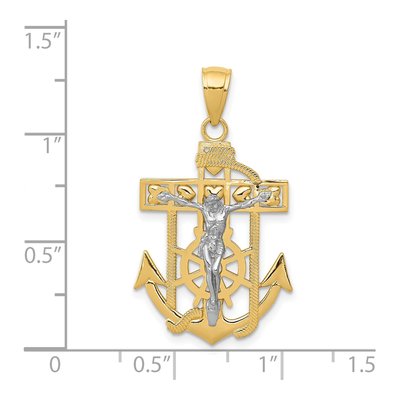 14K Two-Tone Gold Mariners Crucifix Pendant – view 4