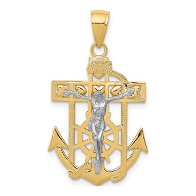 14K Two-Tone Gold Mariners Crucifix Pendant