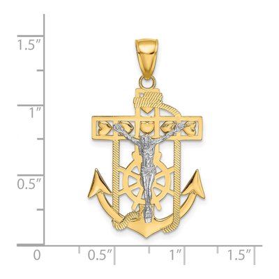 14K Two-Tone Gold Mariners Crucifix Pendant – view 4