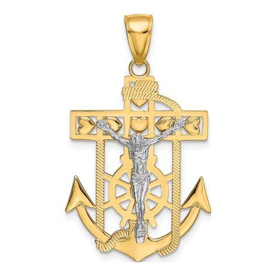 14K Two-Tone Gold Mariners Crucifix Pendant