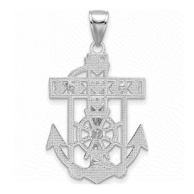 14K White Gold Mariners Crucifix Pendant – view 5