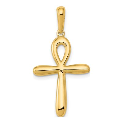 14K Yellow Gold Ankh Cross Pendant